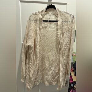 Roxy Beige Open-Knit Cardigan